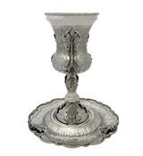 ITALY 925 STERLING SILVER HANDMADE LEAF APPLIQUE SWIRL ORNATE ELIYAHU CUP & TRAY