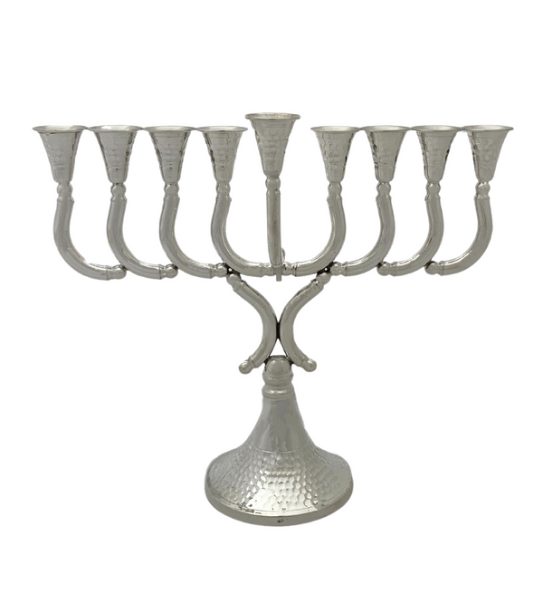 FINE SMALL 925 STERLING SILVER HANDMADE MODERN HAMMERED SLEEK CHANUKAH MENORAH