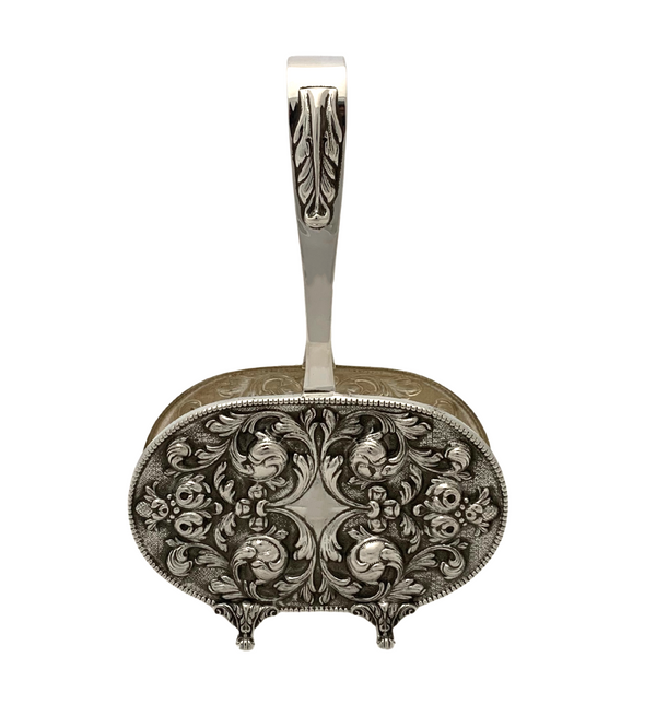 TOPAZIO 925 STERLING SILVER HANDMADE ORNATE LEAF SWIRL NAPKIN HOLDER & HANDLE