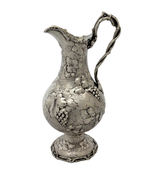 ANTIQUE BALL, BLACK & CO. COIN SILVER HANDMADE GRAPE VINE REPOUSSÉ ORNATE PITCHE