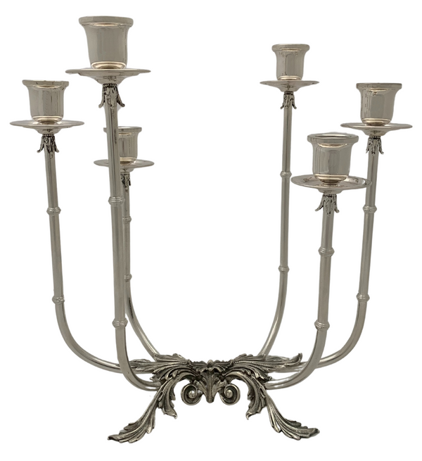 Modern Breathtaking Sterling Silver Candelabra with Gold Brass