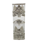 TOPAZIO 925 STERLING SILVER & CRYSTAL HANDMADE FLORAL ORNATE SQUARE FLOWER VASE