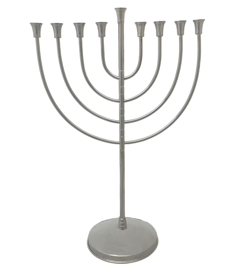 FINE TALL 925 STERLING SILVER HANDMADE MODERN SIMPLE SHINY SLEEK ROUND MENORAH