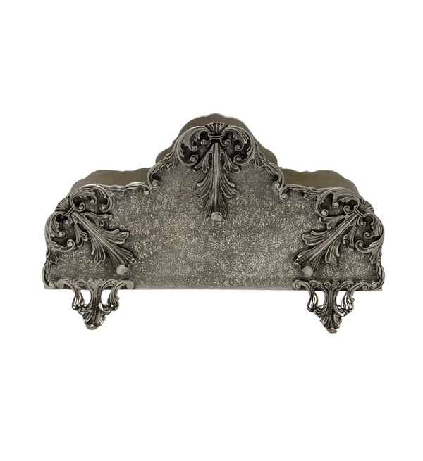 FINE 925 STERLING SILVER HANDMADE LEAF APPLIQUE ORNATE MATTE NAPKIN HOLDER