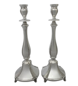 FINE 925 STERLING SILVER HANDMADE DIAMOND CUT & SHINY SLEEK ROUND CANDLESTICKS