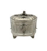 FINE 925 STERLING SILVER HANDMADE LEAF APPLIQUE ORNATE FLORAL STRIATED ESROG BOX
