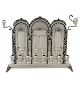 ANTIQUE ITALIAN MAZZUCATO 925 STERLING SILVER HANDMADE LION SHINY SLEEK MENORAH