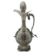 925 STERLING SILVER HANDMADE LEAF APPLIQUE SWIRL CHASED ORNATE WINE DECANTER
