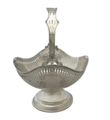 ANTIQUE 800 SILVER HANDMADE FLORAL SWIRL ORNATE SHINY SLEEK BASKET CENTERPIECE