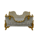 925 STERLING SILVER & GILDED HANDMADE LEAF APPLIQUE CHASED FLAT NAPKIN HOLDER