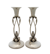 ANTIQUE DURHAM 925 STERLING SILVER HANDMADE JENSEN STYLE BLOSSOM CANDLESTICKS