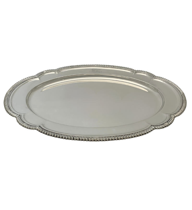 ANTIQUE GORHAM 925 STERLING SILVER HANDMADE MODERN TRIM SHINY SLEEK OVAL TRAY