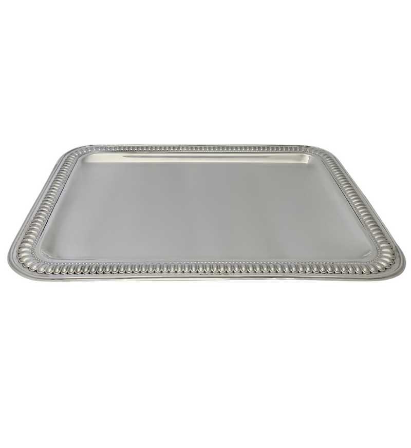 FINE ITALIAN 925 STERLING SILVER HANDMADE ELEGANT SHINY PEARL RECTANGULAR TRAY