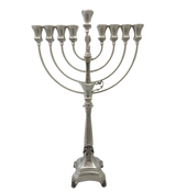 FINE 925 STERLING SILVER HANDMADE LEAF CHASED SWIRL ORNATE MATTE & SHINY MENORAH