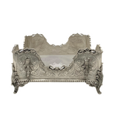 925 STERLING SILVER HANDMADE LEAF APPLIQUE CHASED MATTE & SHINY NAPKIN HOLDER