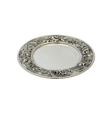ANTIQUE S. KIRK & SON 925 STERLING SILVER HANDMADE REPOUSSE ROUND TRAY PLATE