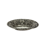 ANTIQUE 925 STERLING SILVER HANDMADE FLORAL REPOUSSE ORNATE BON BON DISH BOWL
