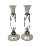 ANTIQUE ALPHONSE LA PAGLIA 925 STERLING SILVER HANDMADE TULIP CANDLESTICKS