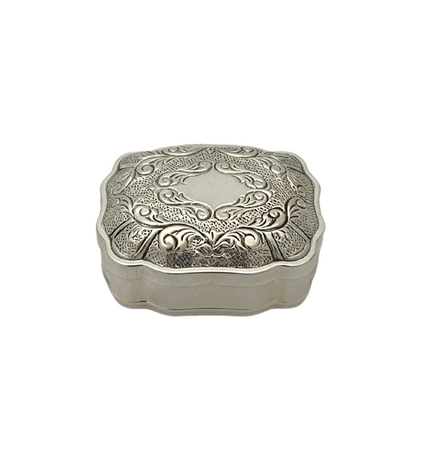 FINE 925 STERLING SILVER HANDMADE CHASED SWIRL MATTE & SHINY SNUFF SPICE BOX