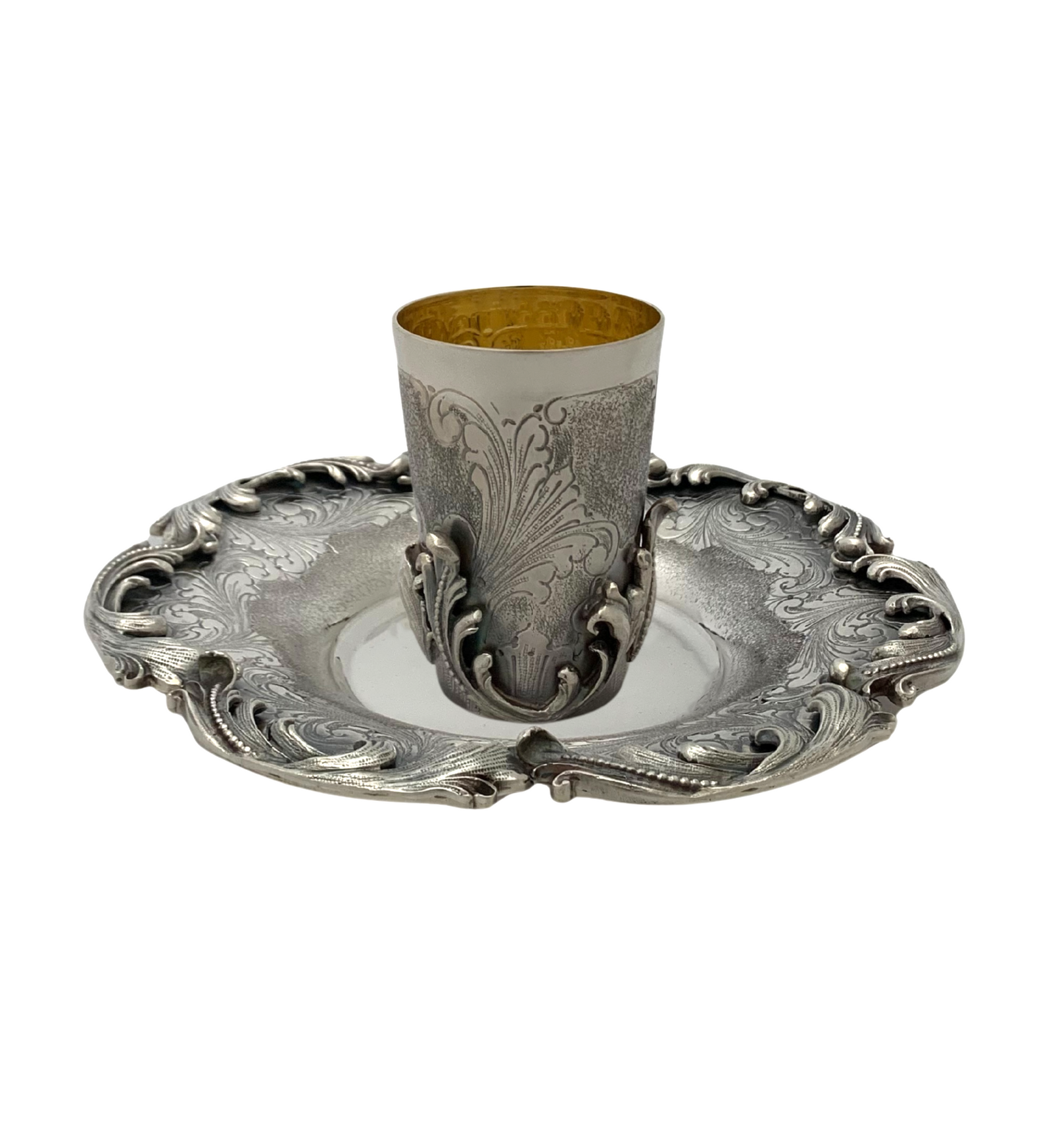 FINE ITALIAN 925 STERLING SILVER HANDMADE LEAF APPLIQUE CHASED