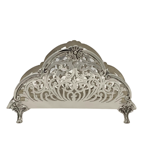 FINE 925 STERLING SILVER HANDMADE OPEN SWIRL PIERCED ORNATE SLEEK NAPKIN HOLDER