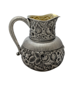 ANTIQUE GORHAM 925 STERLING SILVER HANDMADE HEAVY FLORAL REPOUSSE WATER PITCHER