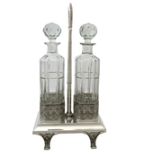 TOPAZIO 925 STERLING SILVER & CRYSTAL HANDMADE FLORAL LACE DOUBLE BOTTLE HOLDER