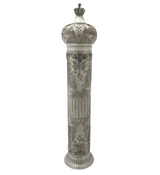 FINE 925 STERLING SILVER HANDMADE LEAF APPLIQUE FLORAL CHASED MEGILLAH HOLDER