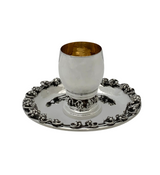 ITALY 925 STERLING SILVER HANDMADE JENSEN STYLE GRAPE SHINY HAMMERED CUP & TRAY