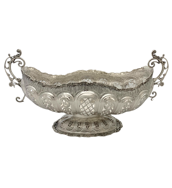 FINE 925 STERLING SILVER HANDMADE OPEN EMBOSSED ORNATE FRUIT BOWL CENTERPIECE