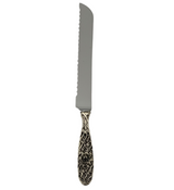 ITALIAN 925 STERLING SILVER HANDMADE FLORAL CUT OUT ORNATE SERRATED BREAD KNIFE