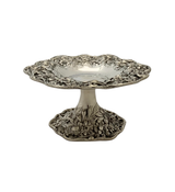 ANTIQUE S. KIRK & SON 925 STERLING SILVER HANDMADE REPOUSSE ORNATE COMPOTE DISH