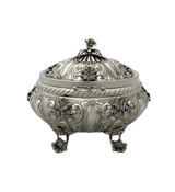 FINE 925 STERLING SILVER HANDMADE FLORAL LEAF CHASED ORNATE ESROG JEWELRY BOX