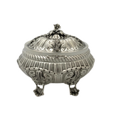 FINE 925 STERLING SILVER HANDMADE FLORAL LEAF APPLIQUE STRIATED ORNATE ESROG BOX