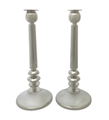 FINE TOPAZIO 925 STERLING SILVER HANDMADE MODERN SHINY SLEEK ROUND CANDLESTICKS