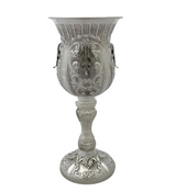LARGE 925 STERLING SILVER HANDMADE LEAF APPLIQUE CHASED MATTE SHINY ELIYAHU CUP