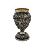 ANTIQUE SMALL JS MACDONALD CO 925 STERLING SILVER HANDMADE REPOUSSE FLOWER VASE