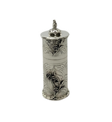 925 STERLING SILVER HANDMADE CHASED SWIRL ROSE FLORAL SHINY SLEEK BESUMIM HOLDER