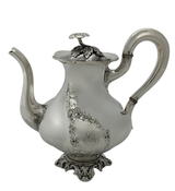 ANTIQUE ODIOT PARIS 925 STERLING SILVER HANDMADE FLORAL SLEEK MONOGRAM TEAPOT