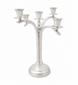 FINE TOPAZIO 925 STERLING SILVER HANDMADE MODERN SHINY SLEEK 5 LIGHT CANDELABRA