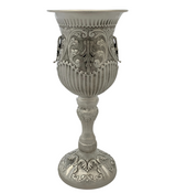 FINE 925 STERLING SILVER HANDMADE LEAF APPLIQUE STRIATED CHASED ELIYAHU CUP