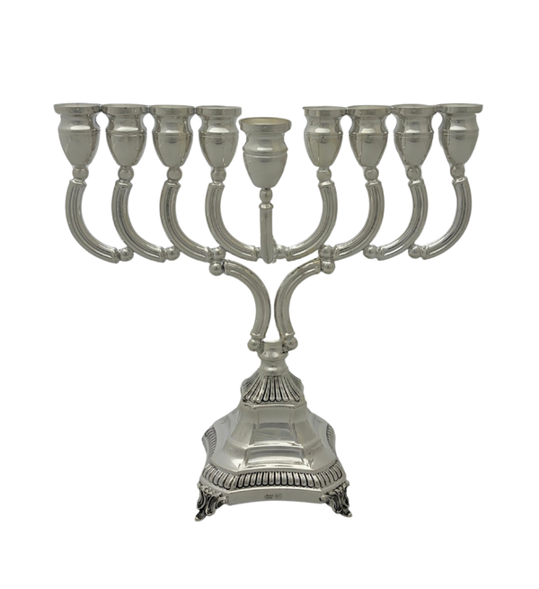 FINE 925 STERLING SILVER HANDMADE SHINY & SLEEK FINISH ELEGANT CHANUKAH MENORAH