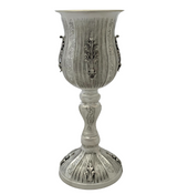 FINE 925 STERLING SILVER HANDMADE LEAF APPLIQUE SWIRL STRIATED MATTE ELIYAHU CUP