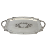 ANTIQUE REED & BARTON 925 STERLING SILVER HANDMADE FLORAL SLEEK TWO-HANDLE TRAY