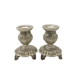 SMALL 925 STERLING SILVER HANDMADE CHASED SWIRL ORNATE MATTE SHINY CANDLESTICKS