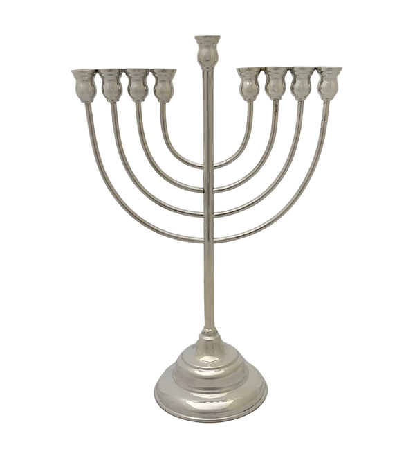 FINE 925 STERLING SILVER HANDMADE CLASSIC SHINY & SLEEK FINISH CHANUKAH MENORAH