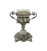 FINE TALL 925 STERLING SILVER HANDMADE FLORAL LEAF APPLIQUE STANDING SALT HOLDER