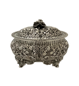 FINE ITALY 925 STERLING SILVER HANDMADE HEAVY FLORAL REPOUSSE ORNATE ESROG BOX