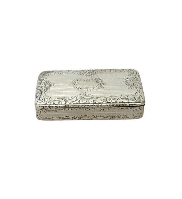 ANTIQUE OLD FRENCH 925 STERLING SILVER HANDMADE FLORAL SWIRL SNUFF SPICE BOX