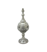 FINE 925 STERLING SILVER HANDMADE FLORAL ROSE MATTE SHINY BESAMIM HOLDER & COVER